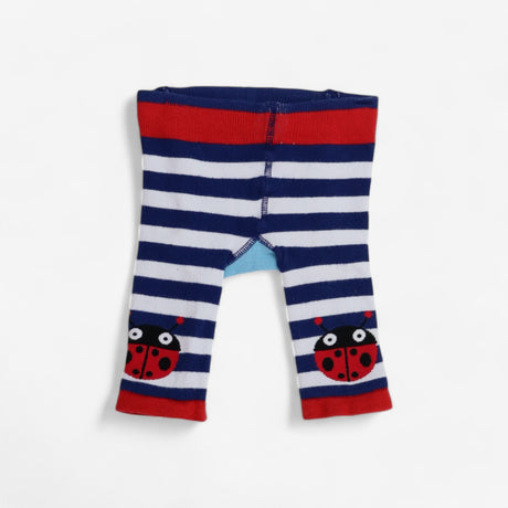 Blue and White Stripe Ladybird Knit Leggings
