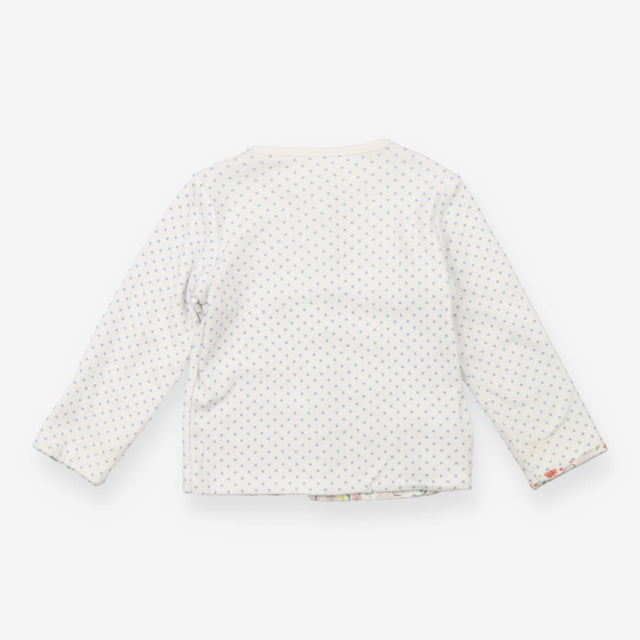 Jacket reversible white with blue dots floral rabb