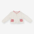Cardigan Knit White Pink Butterfly Pockets