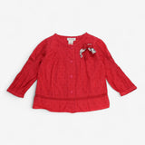 Red Broderie Anglaise Shirt with floral bow