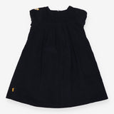 Dress SS cord navy blue bow teddy bear