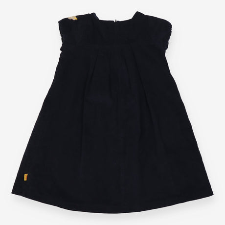 Dress SS cord navy blue bow teddy bear