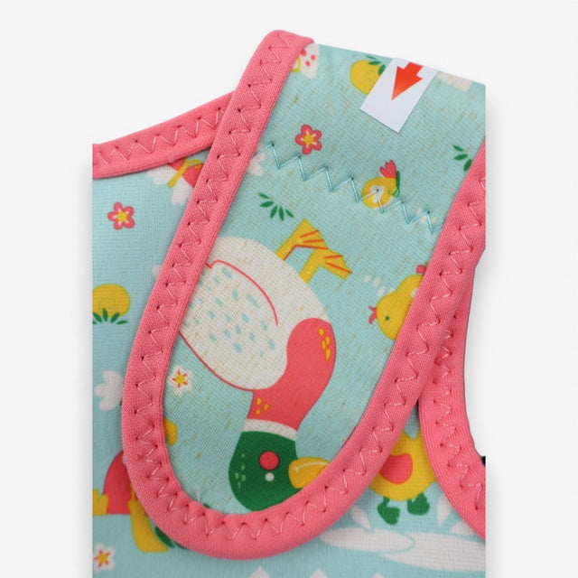 Wrap round swim suit wet suit blue ducks pink edgi