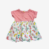 Coral Stripe Dress with Butterfly Skirt