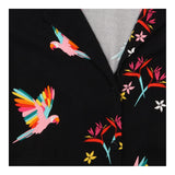 Shirt Black Parrot Print