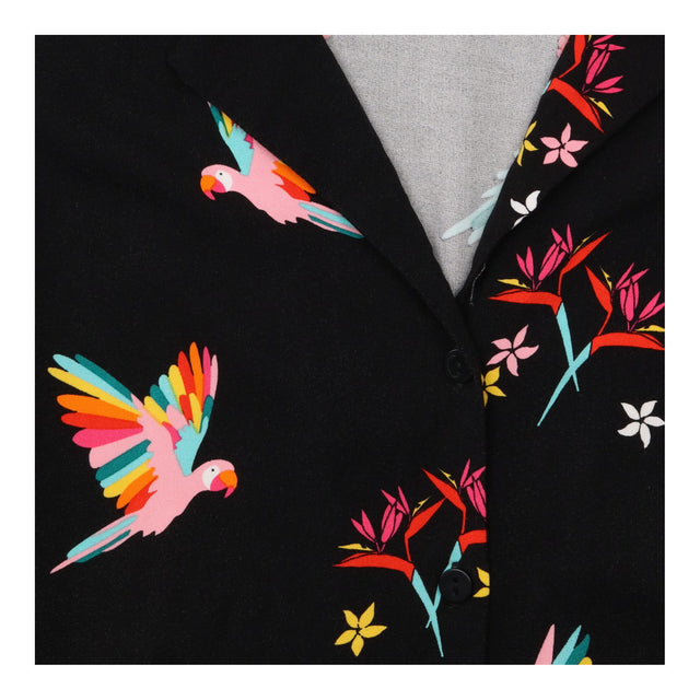 Shirt Black Parrot Print