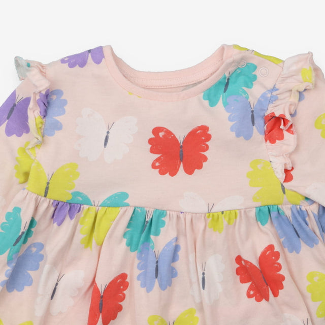 Jersey Dress Pink Butterflies