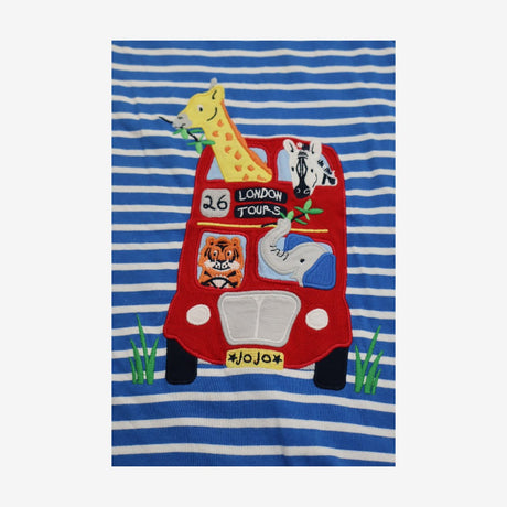 Romper blue striped animal bus