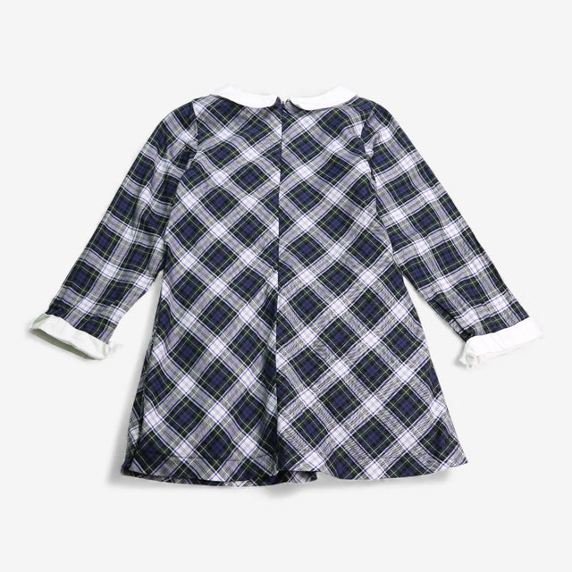 Dress long sleeve with collar green and blue tarta
