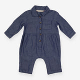 Blue soft denim romper
