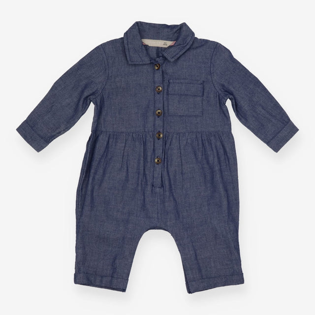 Blue soft denim romper