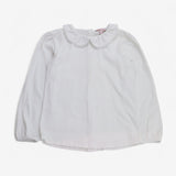 T-shirt l/s white collared button back