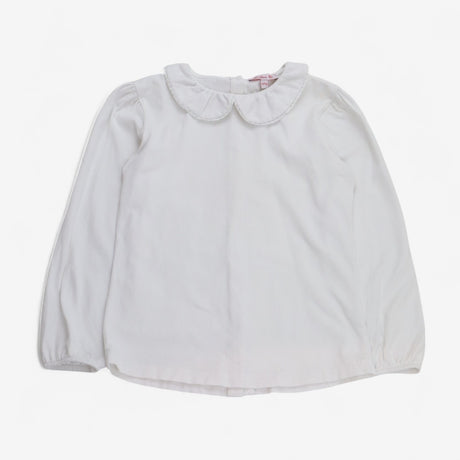 T-shirt l/s white collared button back