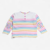 Tee LS white stripe giraffe on pocket 