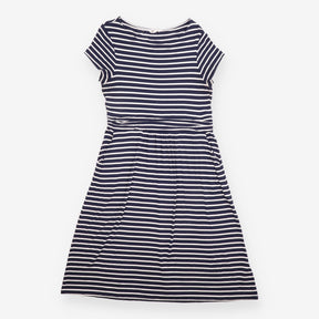 Midi Dress Navy Stripe Jersey Short Sleeve