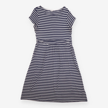 Midi Dress Navy Stripe Jersey Short Sleeve