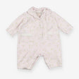 Sleepsuit pink stripe flowers collar