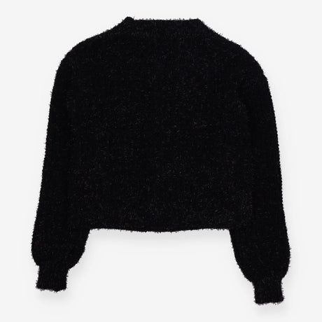 Black knitted sparkle cardigan heart buttons