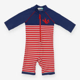 Full swim suit blue red stripes lobster