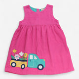 Dress Pink Cord with Applique Flower Truck