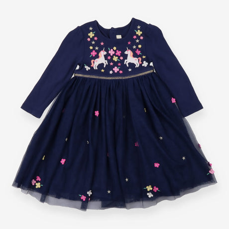 Navy dress tulle skirt unicorns and flowers