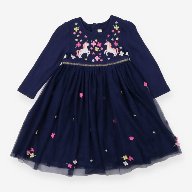 Navy dress tulle skirt unicorns and flowers