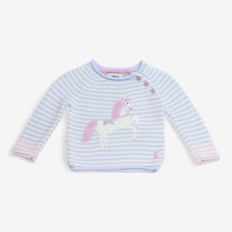Jumper Blue and White Knit with Unicorn