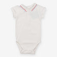 Bodysuit polo neck with blue and red stripe