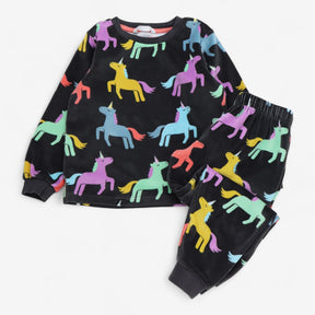 Pyjamas Fleece Grey with Rainbow Unicorns