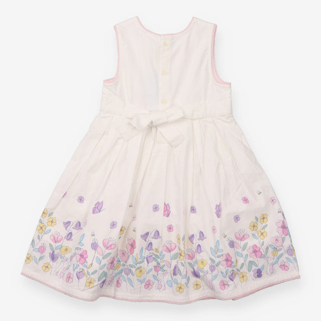 Party Dress white with Frill and Embroidered flowe
