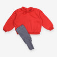 Outfits Sweatshirt orange and striped navy legging