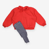 Outfits Sweatshirt orange and striped navy legging