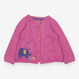 Cardigan Knit Pink Elephant Applique