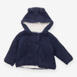 Navy Knit Hooded Cardigan with White Whale Lining