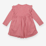Pink long sleeve dress flower detail collar 