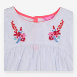 Blouses striped embroidered flowers