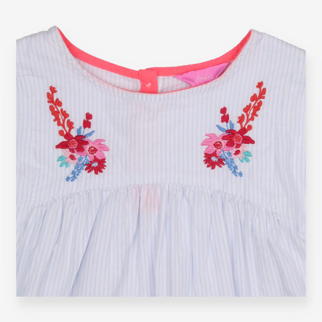 Blouses striped embroidered flowers