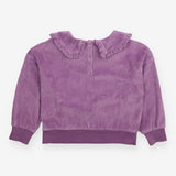 Sweater Collared Velour Purple with Appliques