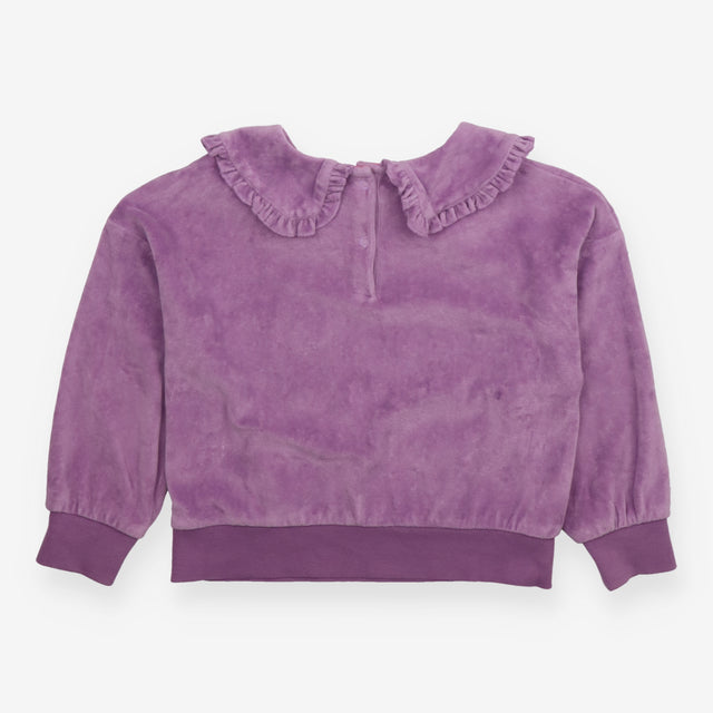 Sweater Collared Velour Purple with Appliques