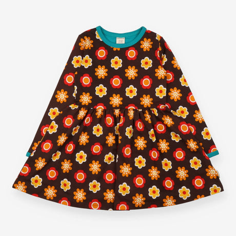 Dress LS jersey brown flowers