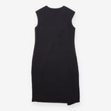 Shift Dress Black Asymmetric Ruffle Zip Detail