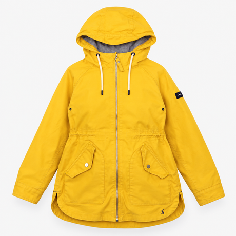 Coat Mustard Yellow Hooded Zip Front Rain Parka