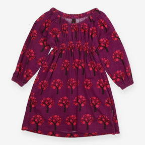 Dress LS purple pink trees jersey