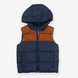 Gilet hooded navy and brown