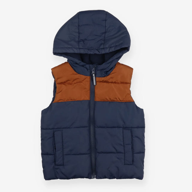 Gilet hooded navy and brown