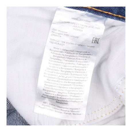 Jeans Wide Leg Mid Blue Denim Five Pocket