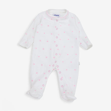 Sleepsuit White with Pink Hearts