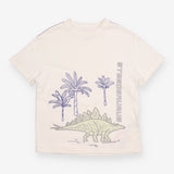 T-Shirt White Stegosaurus Applique