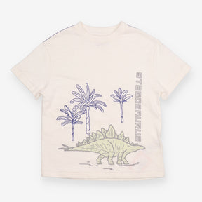 T-Shirt White Stegosaurus Applique