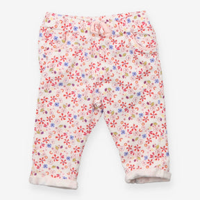 Joggers white flowers pink bow